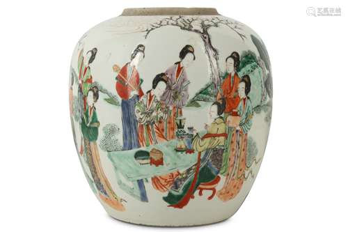 A CHINESE FAMILLE VERTE 'TEN MAIDENS' JAR.