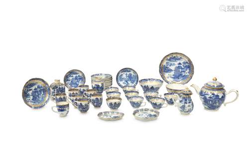 A CHINESE BLUE AND WHITE PART TEA SET.