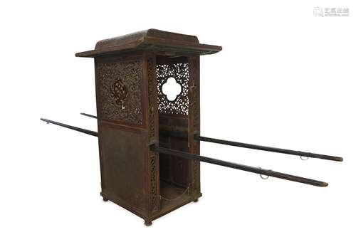 A CHINESE HARDWOOD SEDAN CHAIR.