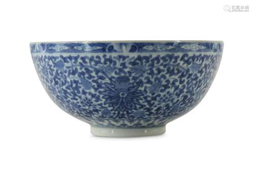 A CHINESE BLUE AND WHITE EGGSHELL PORCELAIN 'LOTUS' BOWL.