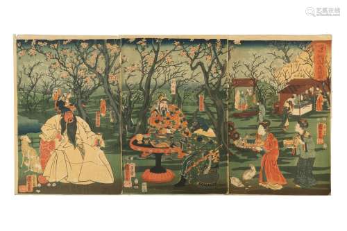 JAPANESE WOOD BLOCK PRINTS BY KUNIYOSHI (1798 - 1861).