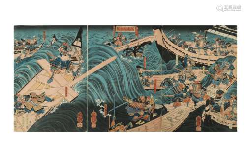 JAPANESE WOOD BLOCK PRINTS BY KUNIYOSHI (1798 - 1861).