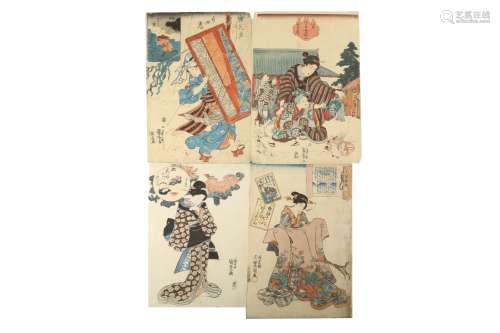 A COLLECTION OF JAPANESE WOODBLOCK PRINTS BY KUNIYOSHI, KUNISADA AND OTHERS.