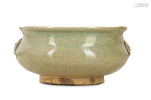 A CHINESE CELADON-GLAZED INCENSE BURNER.