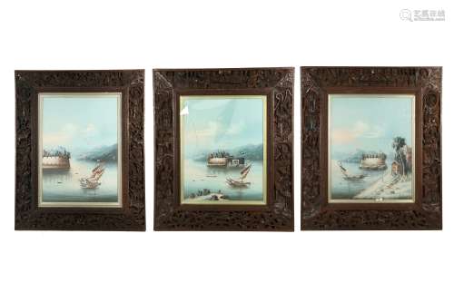 THREE CHINESE 'WATERY LANDSCAPE' PAINTINGS.
