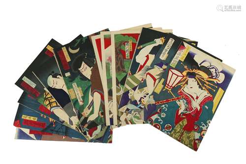 A COLLECTION OF JAPANESE WOODBLOCK PRINTS KUNISADA AND OTHERS.