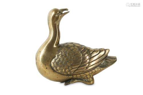 A CHINESE BRONZE SILVER AND PARCEL GILT 'GOOSE' WATER DROPPER.