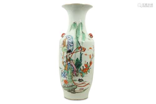 A CHINESE FAMILLE ROSE 'LADY AND BOYS' VASE.