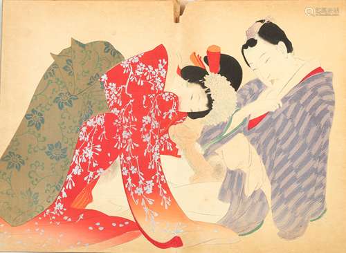 TWO JAPANESE ALBUMS OF SHUNGA PRINTS.