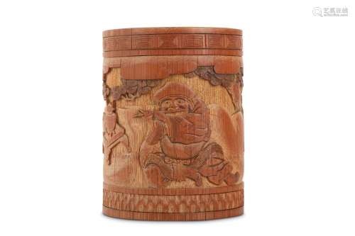 A CHINESE BAMBOO 'IMMORTALS' BRUSHPOT, BITONG.