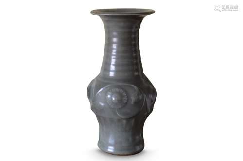 A CHINESE LONGQUAN CELADON MOULDED VASE.