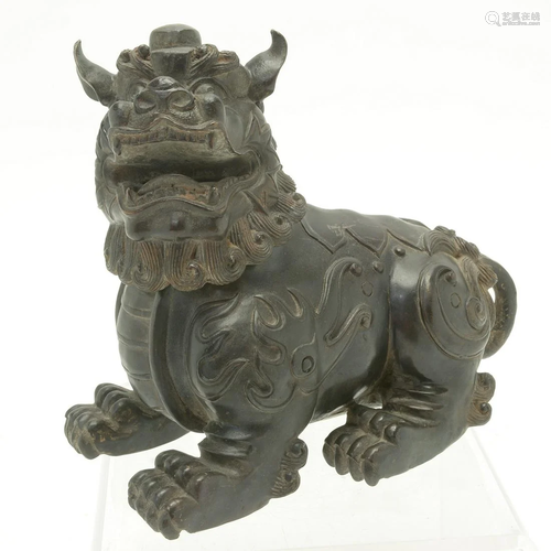 Chinese Patinated Bronze Qilin Form Censer.