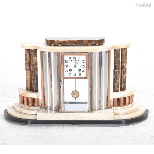 Art Deco Period Agate Mantle Clock.