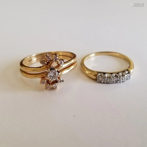 Collection of Two Diamond, 14k Yellow Gold…