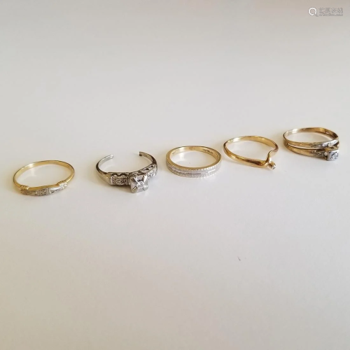 Collection of Five Diamond, Yellow and Whi…