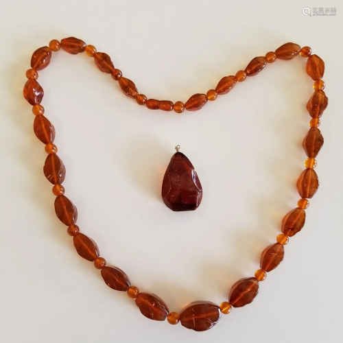 Collection of Two Amber Jewelry Items.