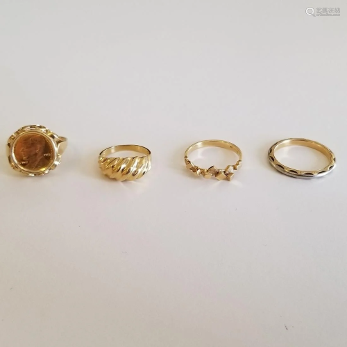 Collection of Four Miscellaneous 14k Yellow …