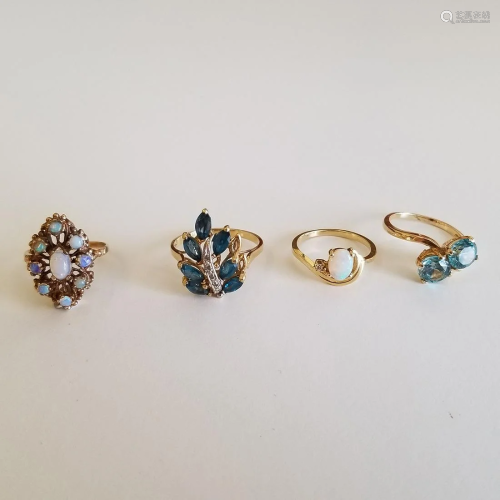 Collection of Four Opal, Blue Zircon, Blue To…