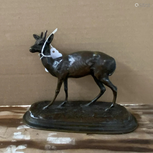 Bronze Sculpture of a Two Point Deer After Ag…