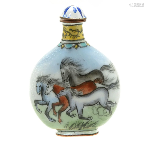 CloisonnÃˆ Snuff Bottle with Stopper.