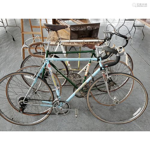 Three Vintage Bicycles, Peugeot, Jeunet, …