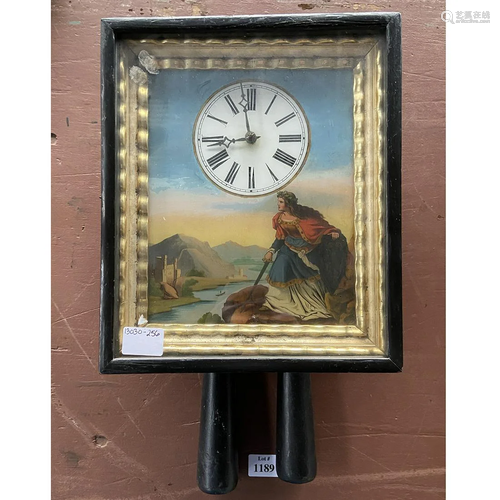 Antique Wall Clock with Painted Allegorical S…