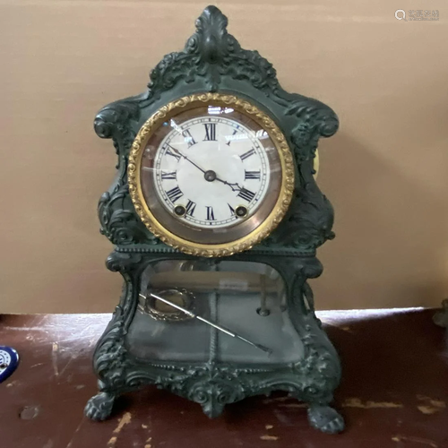 French Louis XV Style Bronze Mantle Clock