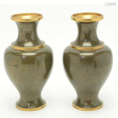 19th Century Pair of Chinese Green CloisonnÃˆ…