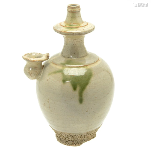 Chinese Tang Style Celadon Glazed Wine Jar.