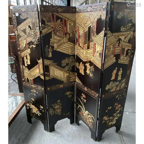 Chinese Coromandel Four Panel Folding Floor S…