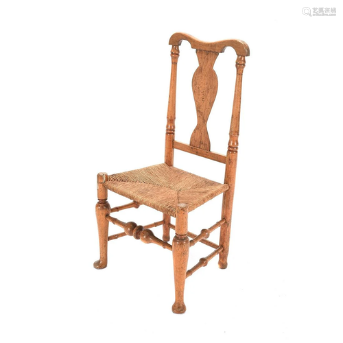 Pine Side Chair with Wicker Seat.