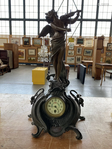 Art Nouveau Figural Spelter Mantle Clock 