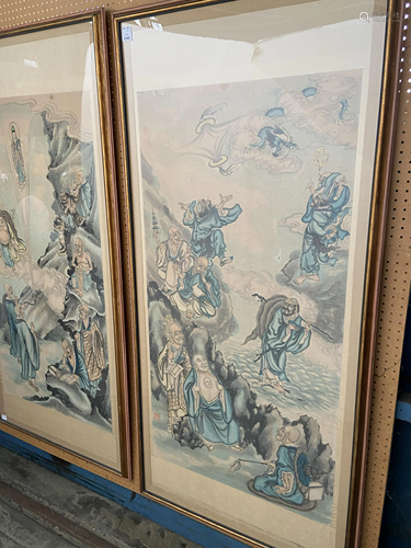 Chinese Set of Two Framed Buddhist Paintings