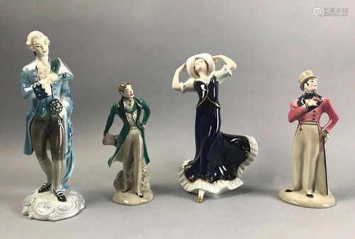 Four Gold Schneider and Royal Dux Figures