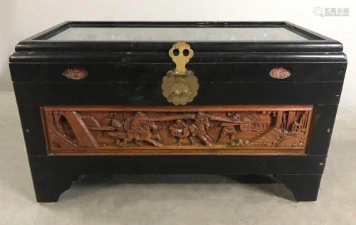 Chinese Carved Wood Storage Trunk