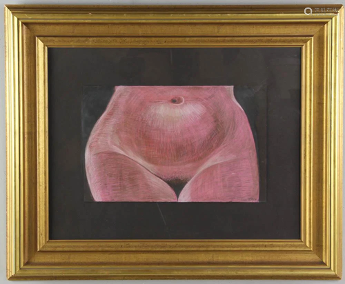 Pastel of Nude, Signed, 1985