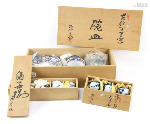 Japanese Cups and Plates in Boxes