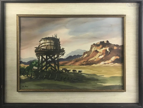 Sally Ward, Arizona Water Tank, Watercolor