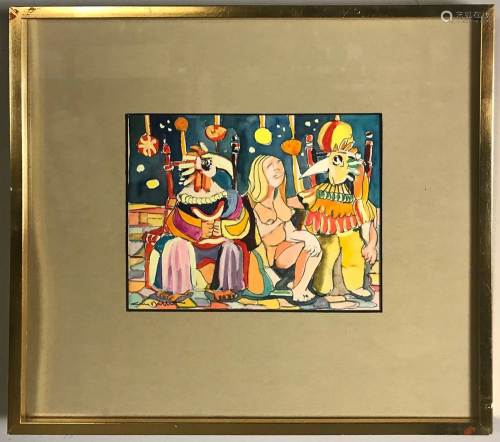 Guy Buffet, Masquerade, Watercolor