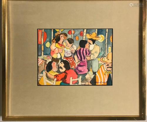Guy Buffet, La Cantina, Watercolor