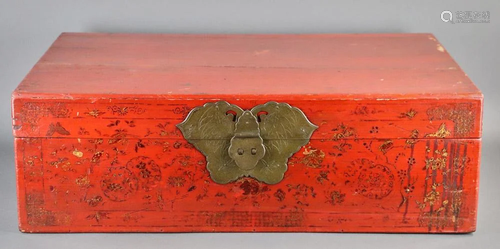 Antique Chinese Red Painted Box