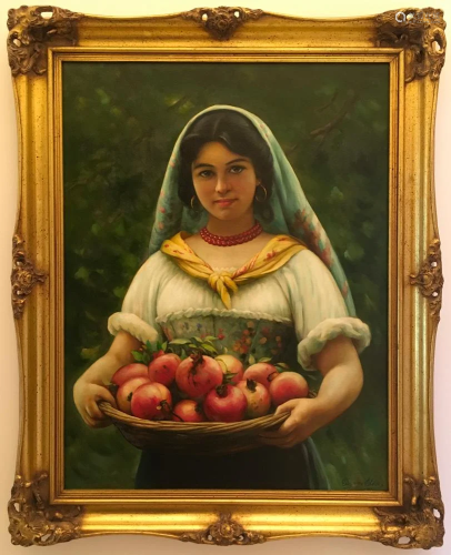19thC Style Italian School, Girl with Fruit