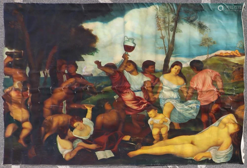 Early 20thC Mural after Titian's Bacchanal