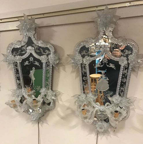 Pair of Italian Venetian Glass Sconces