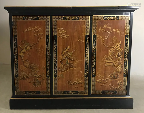 Chinese Black Lacquered Cabinet