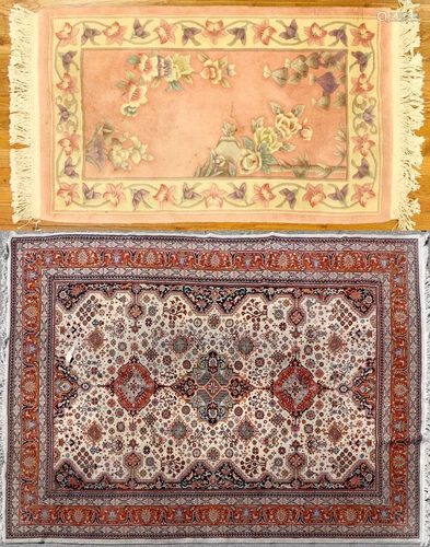 Chinese Sculptured Floral Rug and Indo Heriz …