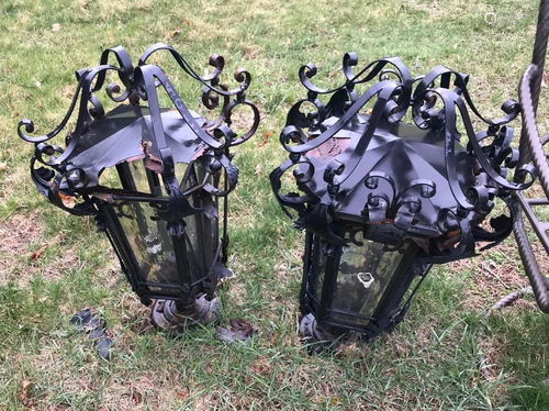 Pair of Spanish Style Metal Lanterns