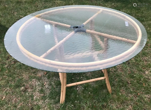 Bamboo Style Garden Table with Glass …