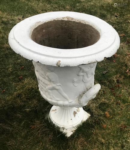 Classical Style White Painted Cement Urn