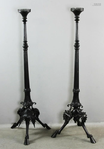 Pair of Fancy Bronze Torchieres